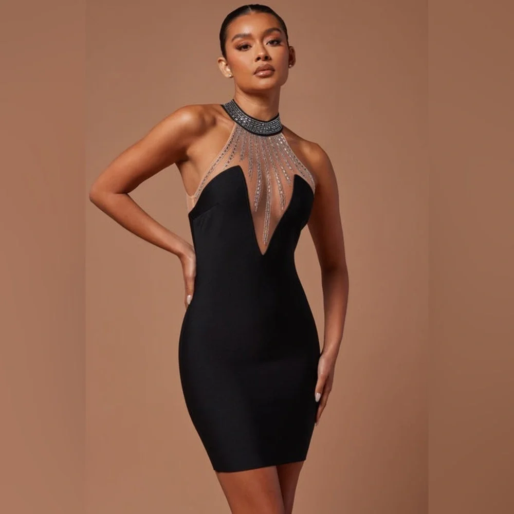 FASHION NOVA | Lina Embellished Bandage Mini Dress - Picture 7 of 15